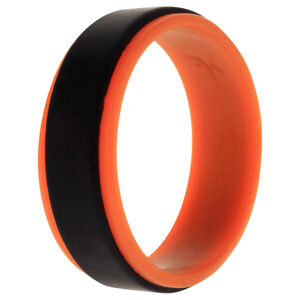 Silicone Wedding Step Ring - Orange-Black by ROQ for Men - 15 mm Ring